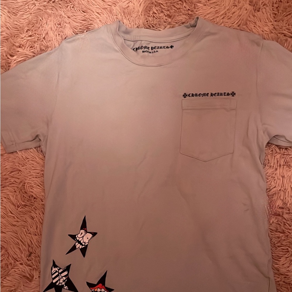 Chrome Hearts Gray Short Sleeve Tee with Star Design